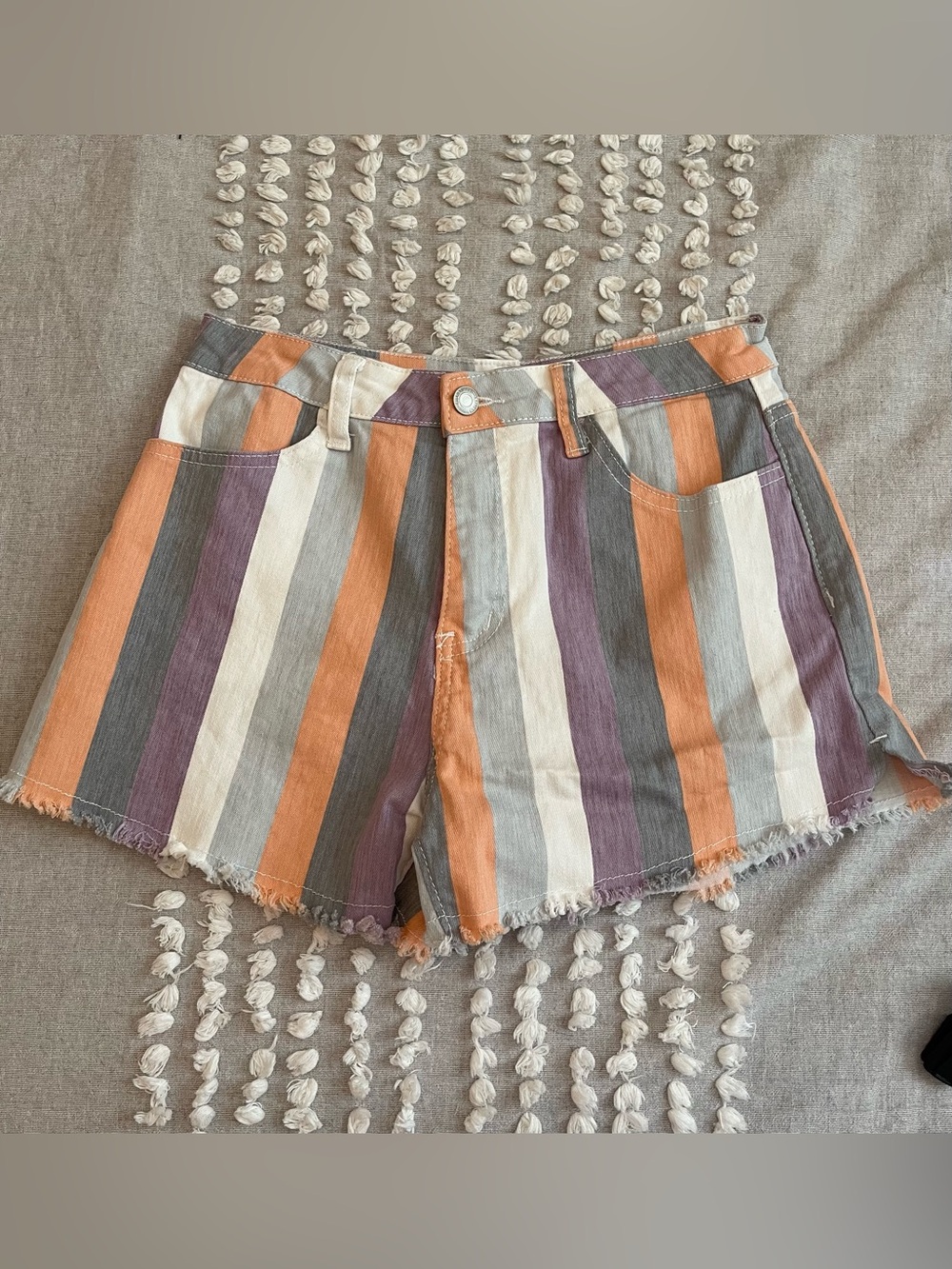 Striped Multicolor Denim Women's Shorts